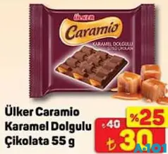 ÜLKER CARAMİO KARAMEL DOLGULU ÇİKOLATA 55 G